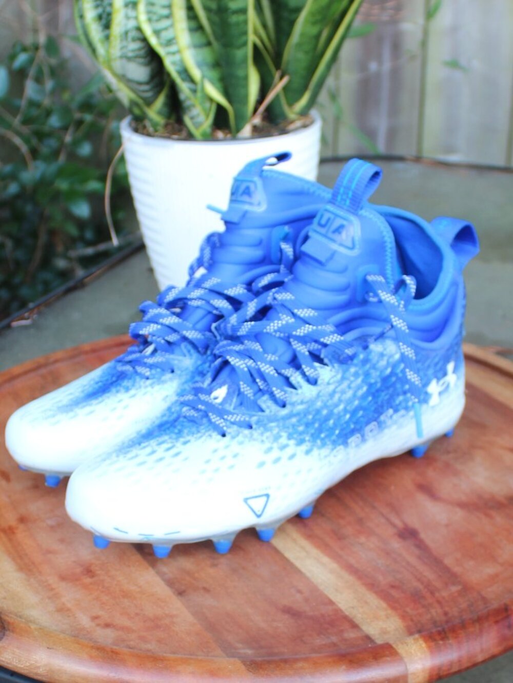 Under Armour Spotlight Lux MC Football Cleats - Royal Blue White Ombre US 10 ( N